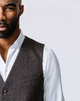 GILET TWEED CHOCOLAT - IZAC
