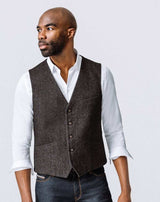GILET TWEED CHOCOLAT - IZAC