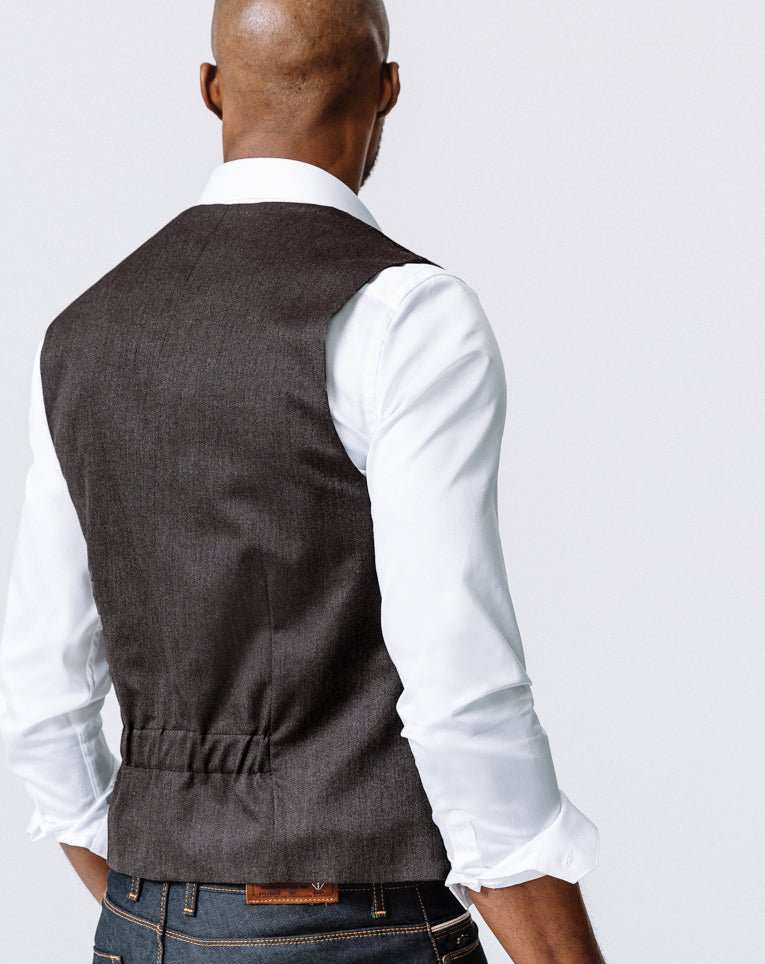 GILET TWEED CHOCOLAT - IZAC