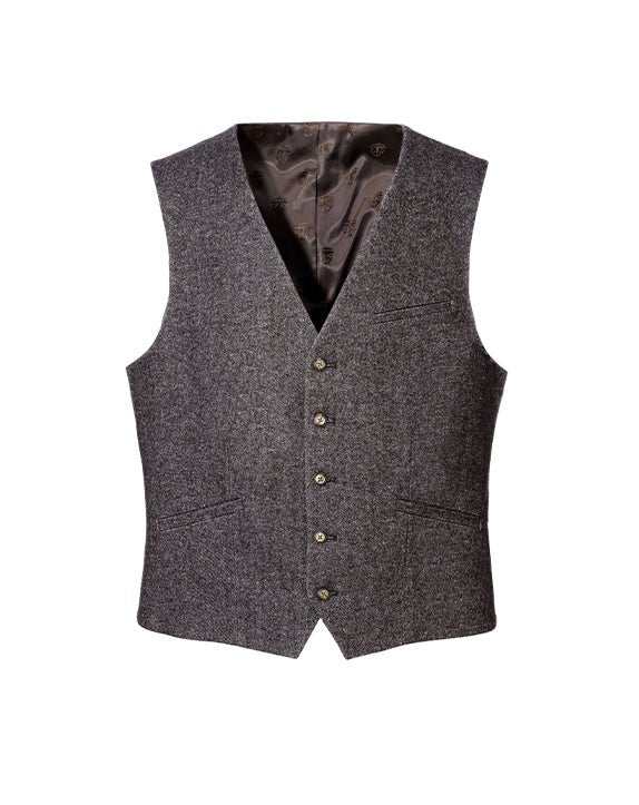 GILET TWEED CHOCOLAT - IZAC
