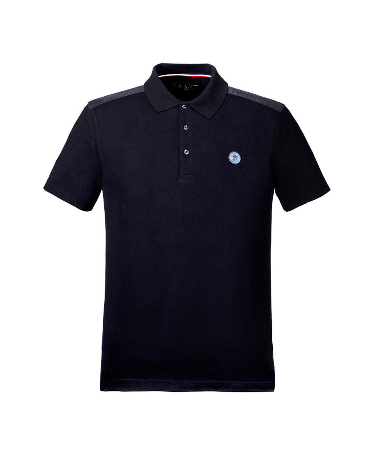 Polo Noir Empiècement Epaules - IZAC