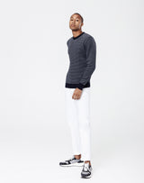 Pull col rond blanc/marine "Napoleon" - IZAC