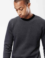Pull col rond blanc/marine "Napoleon" - IZAC
