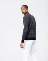 Pull col rond blanc/marine "Napoleon" - IZAC