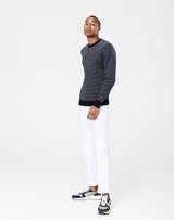 Pull col rond blanc/marine "Napoleon" - IZAC